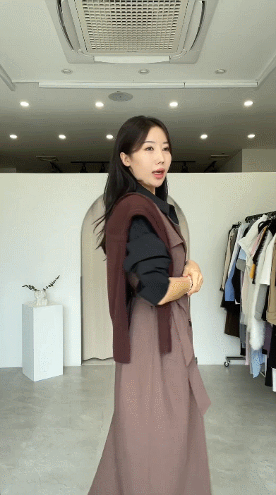 3color 재즈 노카라 루즈핏 여성 가을 트렌치코트 베스트 상세 이미지 22
