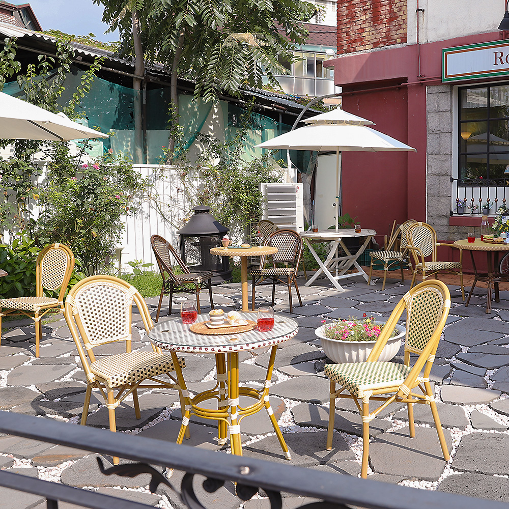 단다 야외용 라탄 체어 알루미늄 카페 레스토랑 식당 의자