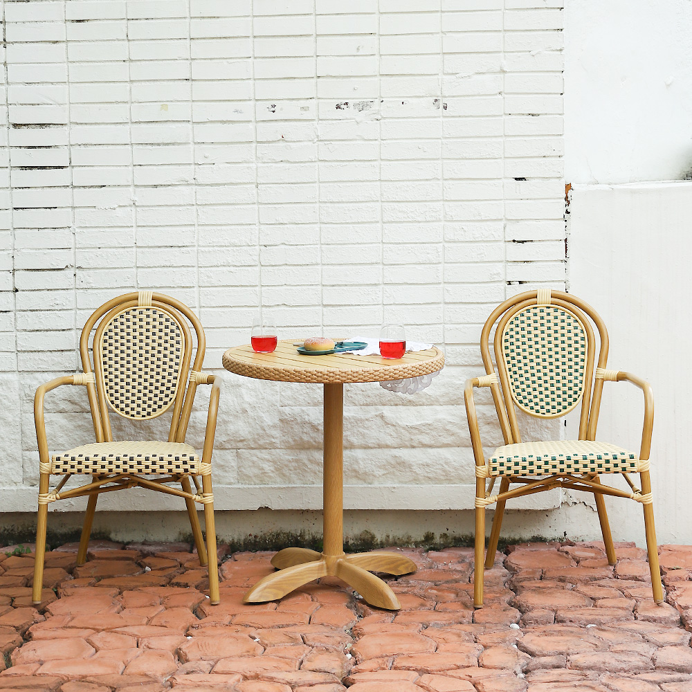 루시아 암체어 야외용 라탄 체어 알루미늄 카페 레스토랑 식당 의자