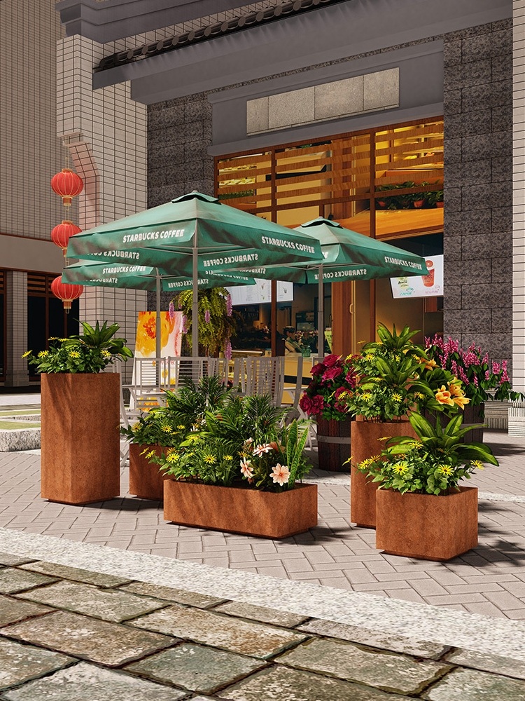 플랜트박스 플랜터 야외 단순 원형 디자인 강철 식물 40X40X80 - 상세 이미지 2