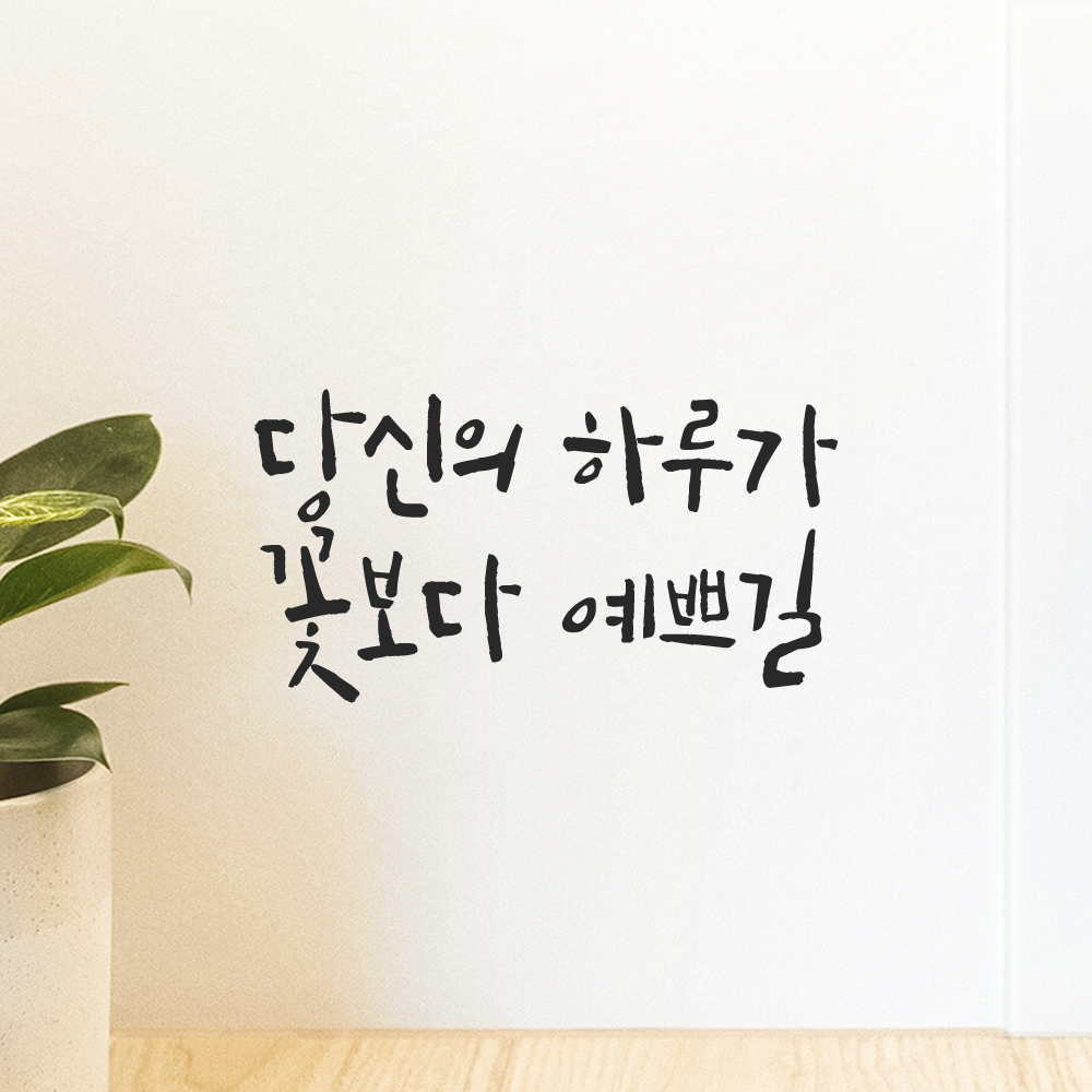 인테리어 포인트 캘리그라피 레터링 스티커 당신의 하루가 꽃보다 예쁘길 LC-057S 검정 이미지 6