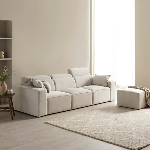 스칸디아 헤이 3인 헤드레스트 이지클린 패브릭 모듈 소파