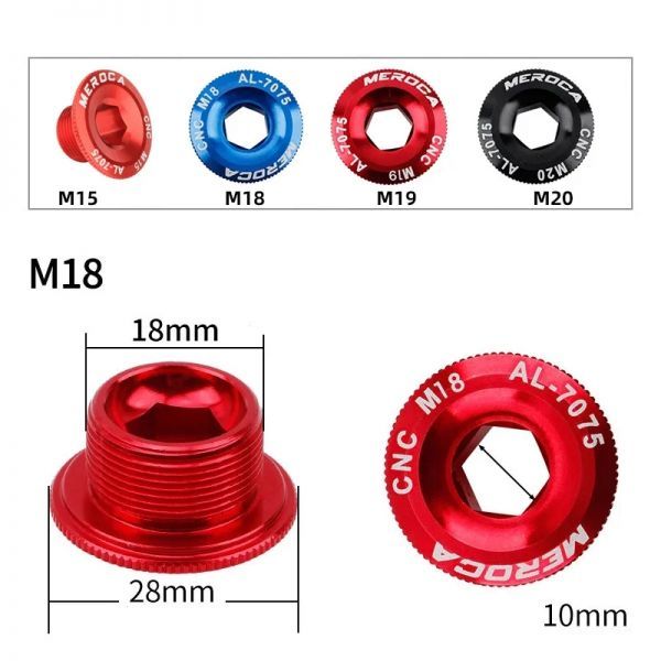 자전거 체인 MEROCA MTB 할로우 테크 알루미늄 합금 크랭크 볼트, M18, M19, M20, 산악 커버, IXF용 암 볼트 M15-Red : 케이포컴퍼니