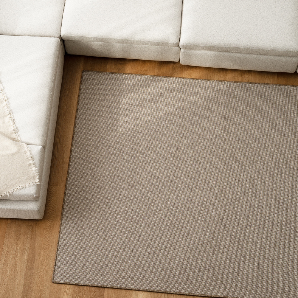 인룸 해비 라탄룩 자카드 오버록 거실 러그 카페트 차콜, 170x230cm