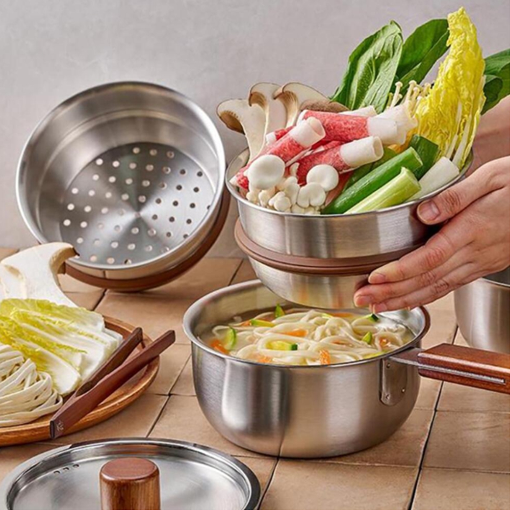 미니찜냄비 통3중 스텐 인덕션 샤브샤브냄비 1인 찜기 - 상세 이미지 2