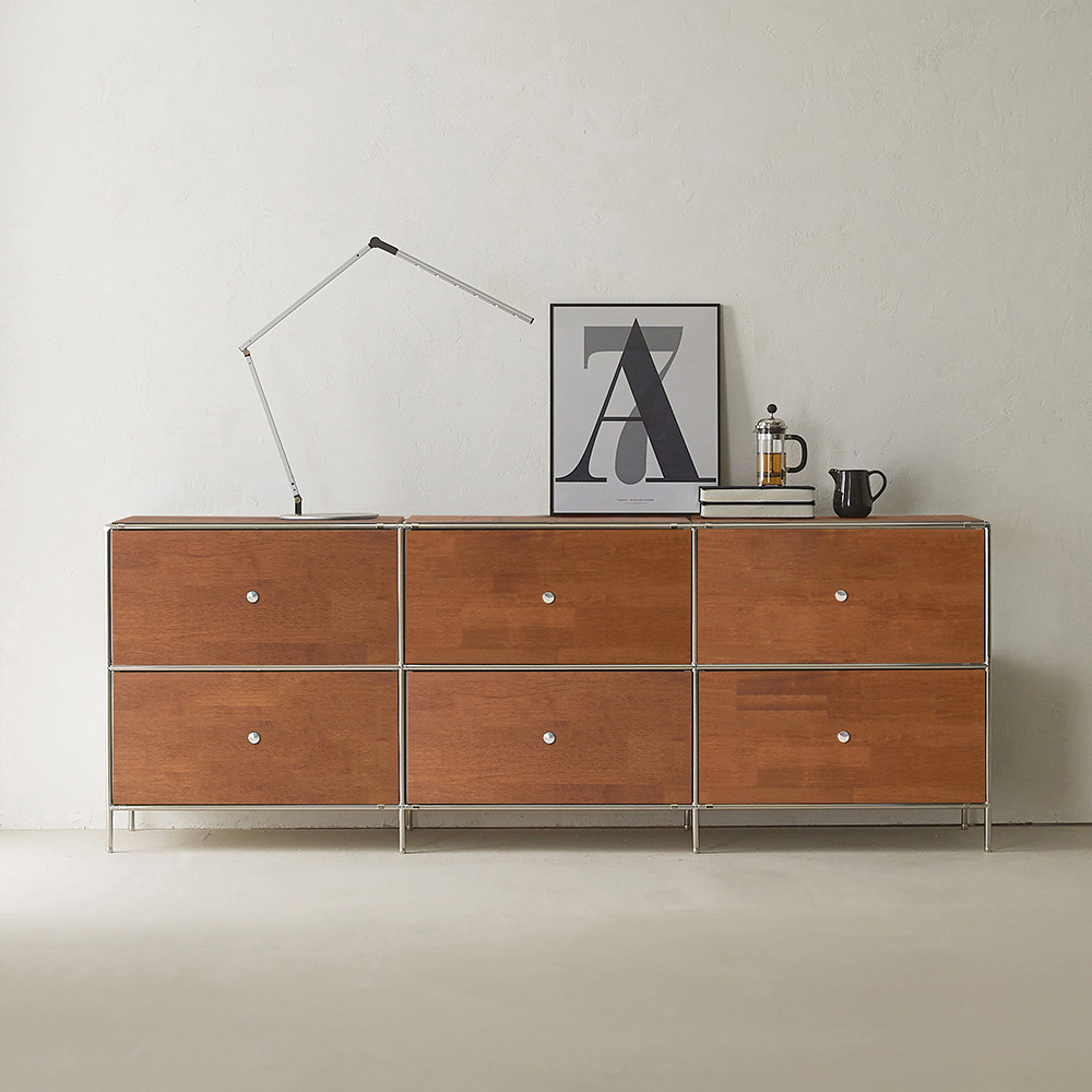 이노센트 스틸라 원목 미드센츄리 모듈 거실장 2000 높은 서랍형 i105865, 월넛