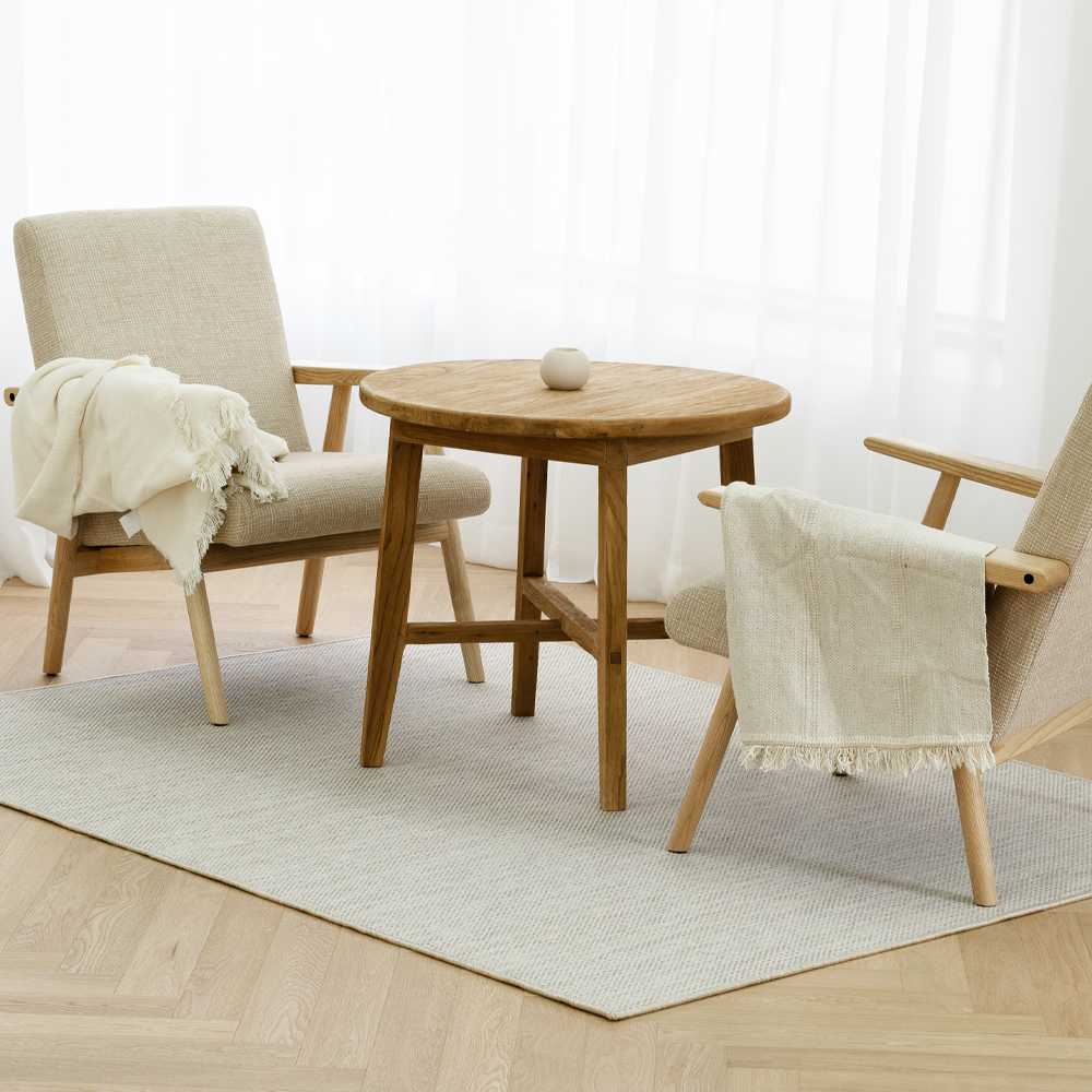 인룸 해비 라탄룩 자카드 오버록 거실 러그 카페트 차콜, 170x230cm