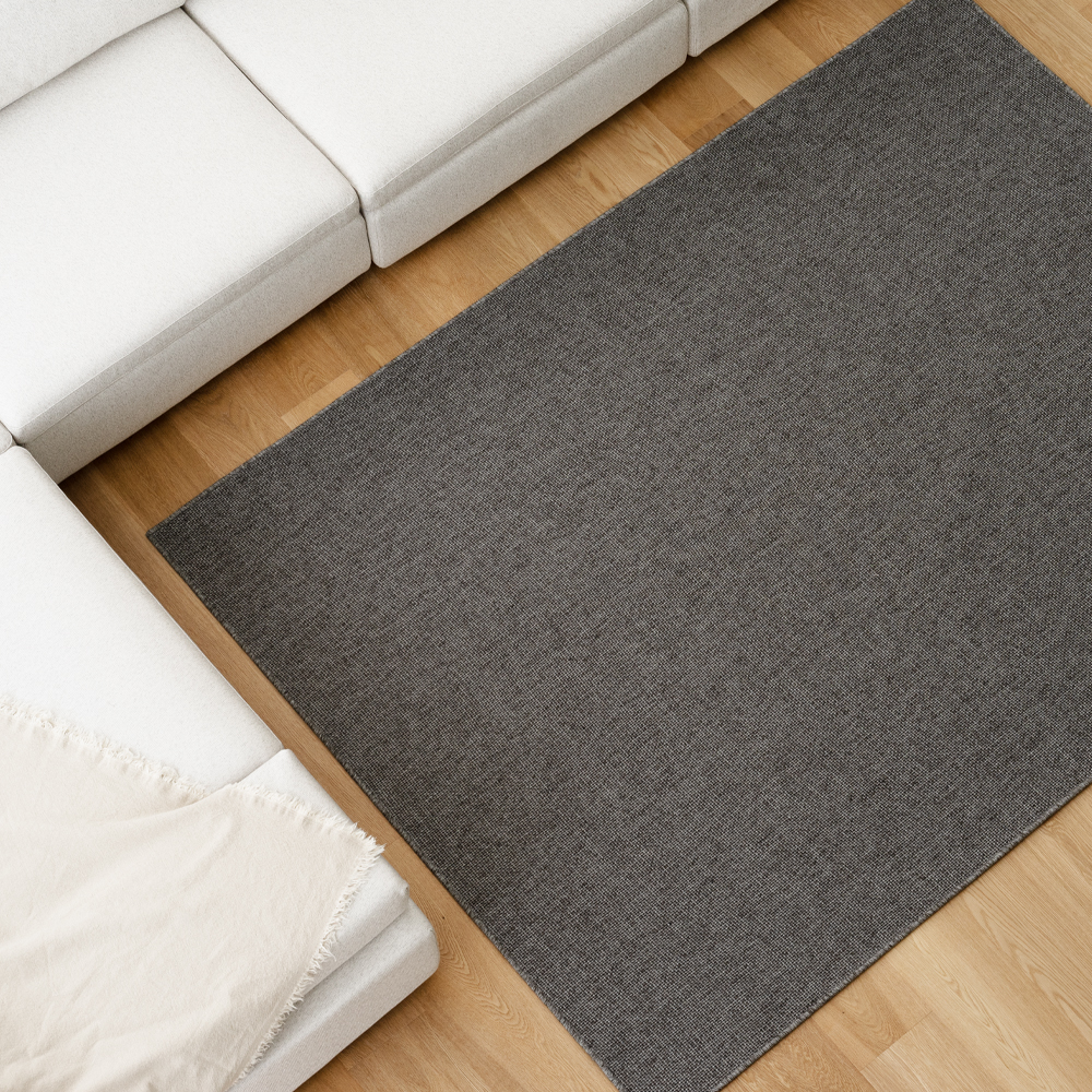 인룸 해비 라탄룩 자카드 오버록 거실 러그 카페트 차콜, 170x230cm