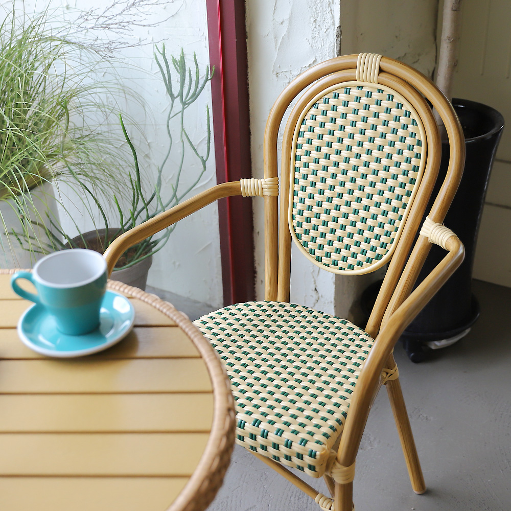 루시아 암체어 야외용 라탄 체어 알루미늄 카페 레스토랑 식당 의자