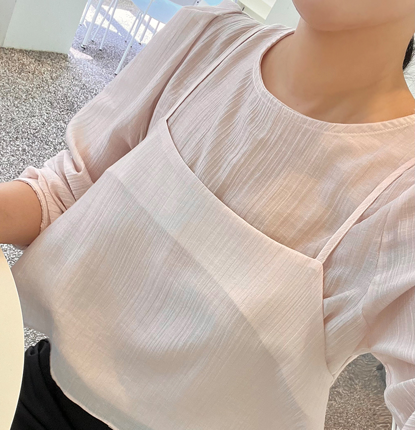 레이어드블라우스 뷔스티에블라우스 핑크블라우스 가을 하객 데이트 출근룩 화이트 블랙 브라운