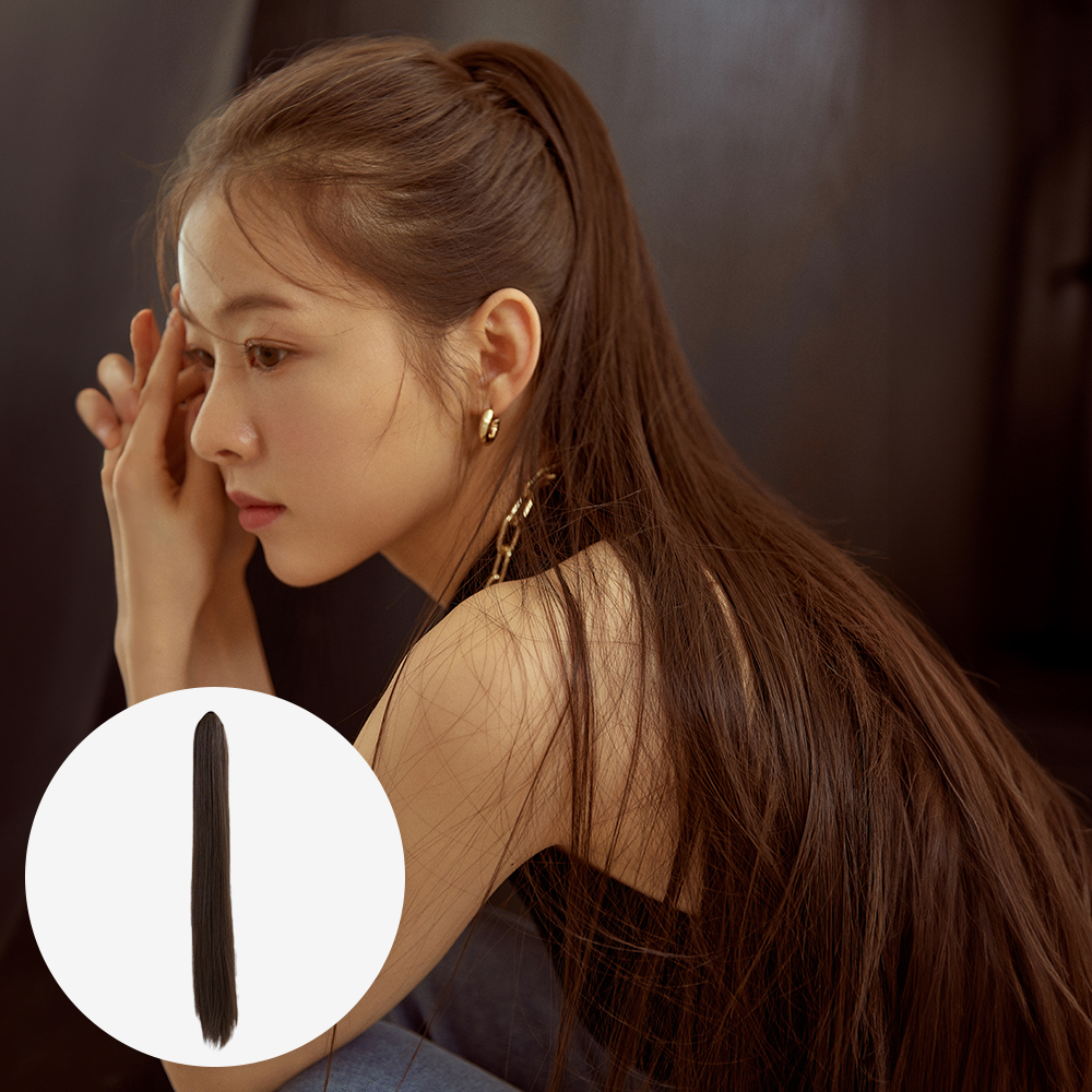 슬림핀 포니테일 리사 스트레이트 25인치 긴 생머리 묶음머리 로우번 하이번 아이돌 연예인 - 상품 이미지