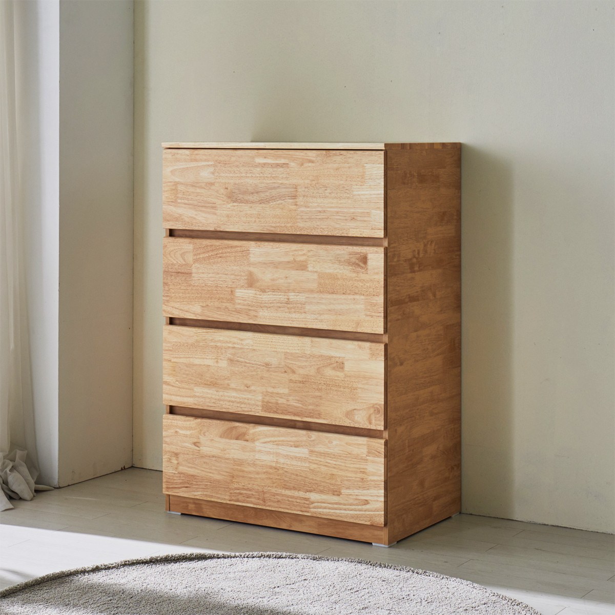 원목 서랍장 깊이500 속깊은 러버 서랍장 800 x 500 x 1174mm, 4단, 원색 - 메인 이미지