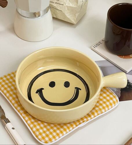 노랑노랑 손잡이 면기, 라면그릇(스마일,베어)