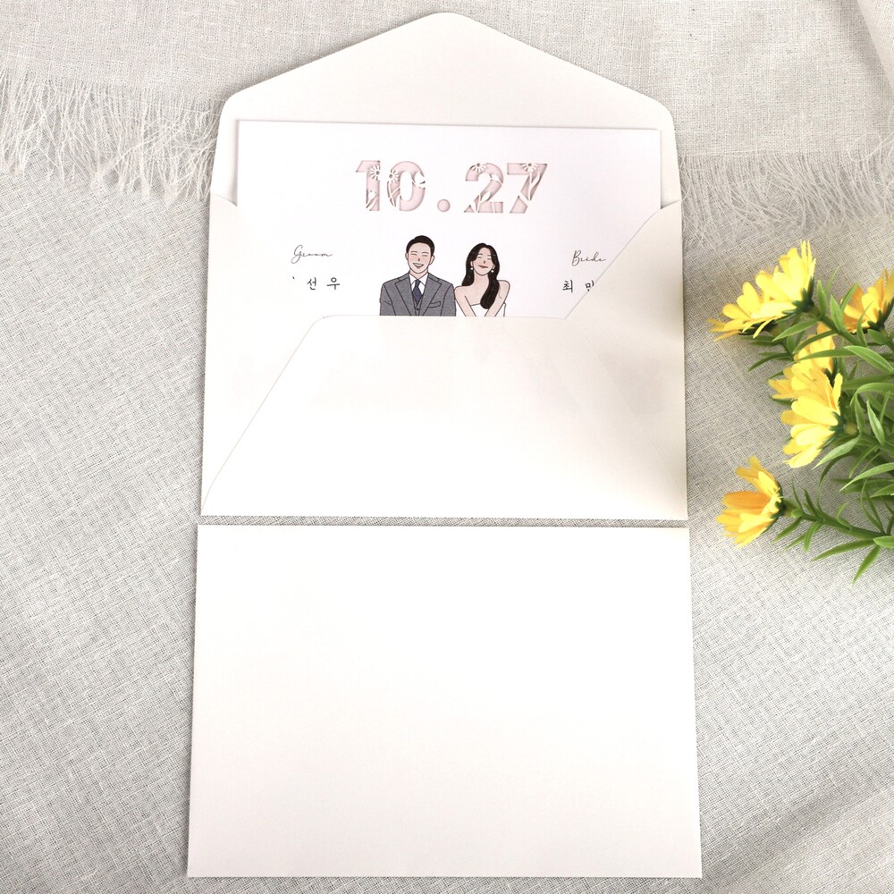 [자체 제작] 165x115mm 사각 청첩장 초대장 웨딩 축하 엽서 감사 봉투 50p 이미지 2