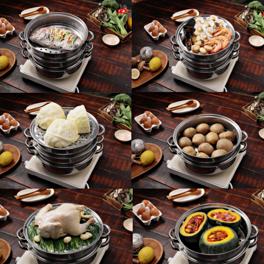 셰프쿡 찜전골 4단 스텐찜기 만두 찜기 냄비 야채 찜냄비 찜솥 - 상세 이미지 5