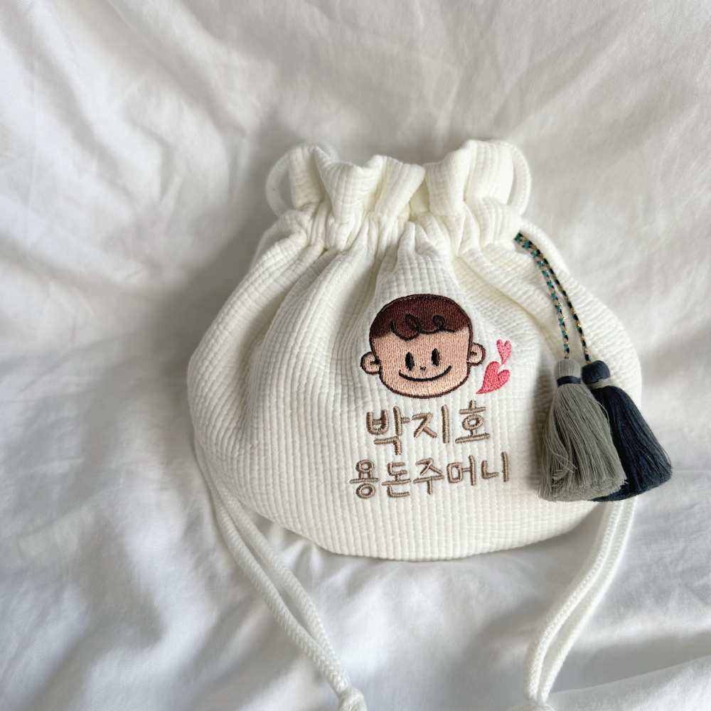 (태슬포함) NEW 자수 용돈가방 아기 복주머니 명절 설 추석 선물 세뱃돈 양면가능