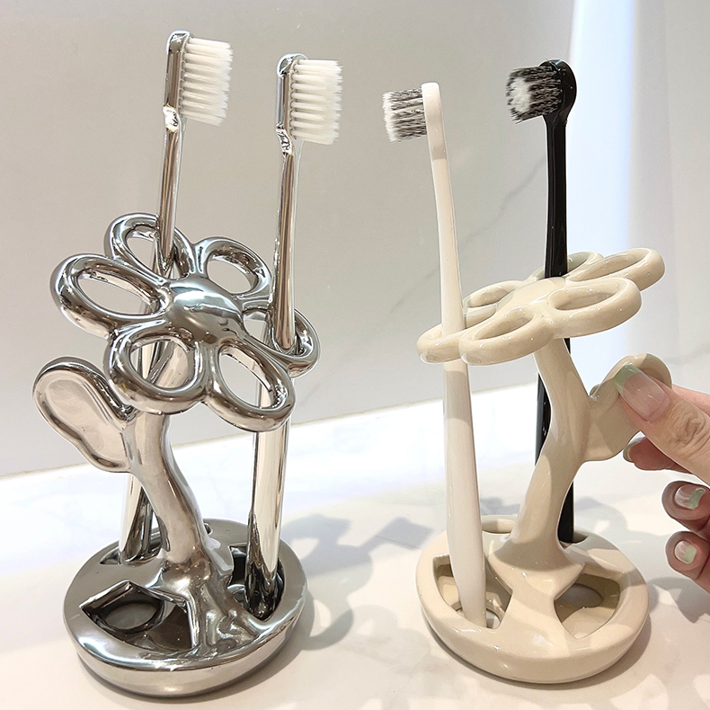 로즈소녀하우스 세라믹 칫솔꽂이 플라워 칫솔거치대 6구