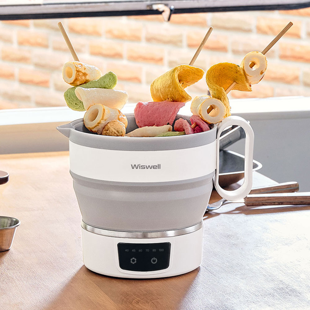 위즈웰 더Plus 전기포트 프리볼트 접이식 폴딩 휴대용 여행용 전기 커피포트 분유 냄비 WK3626