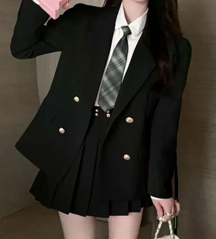 일본 학생 교복 패션 스위트 블레이저 여학생 유니폼 섹시한 카와이 미니 플리츠 스커트 핑크 JK 세트 S