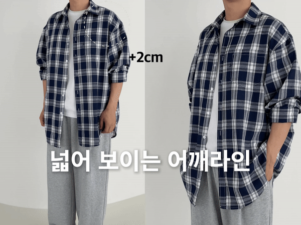 남자오버핏체크셔츠 마드라스셔츠 이미지 6