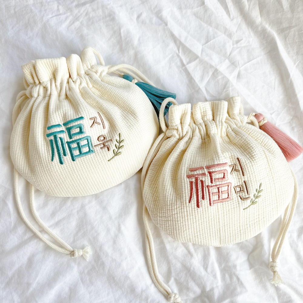 (태슬포함) NEW 자수 용돈가방 아기 복주머니 명절 설 추석 선물 세뱃돈 양면가능