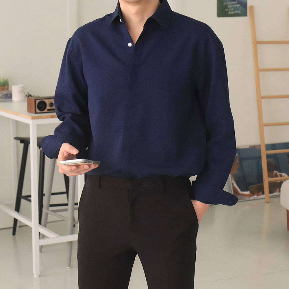 남자셔츠 실크 링클프리 남성남방 남자린넨셔츠 - 상세 이미지 5