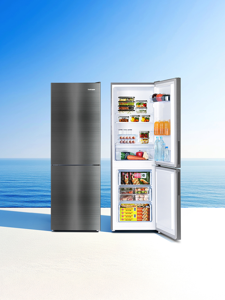 더함 소형 미니 냉장고 사무실 신혼 원룸 2도어 CHiQ 냉장고 157L 메탈실버 방문설치