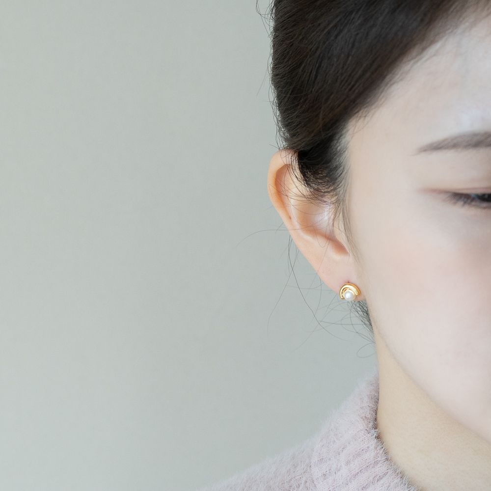 실버925 스와로브스키 U 진주 귀걸이 미니 - 상세 이미지 4
