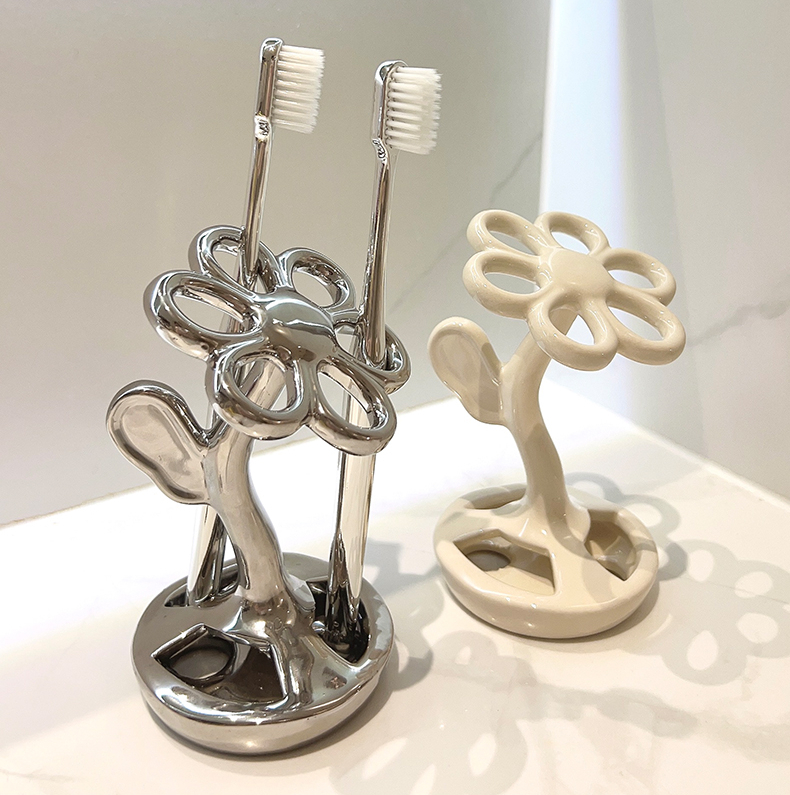 로즈소녀하우스 세라믹 칫솔꽂이 플라워 칫솔거치대 6구