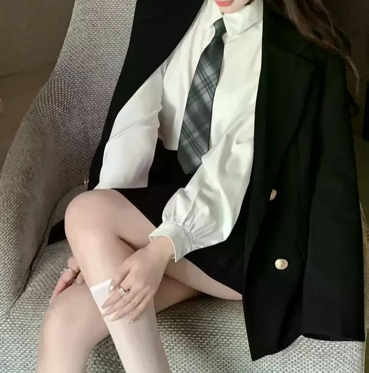 일본 학생 교복 패션 스위트 블레이저 여학생 유니폼 섹시한 카와이 미니 플리츠 스커트 핑크 JK 세트 S