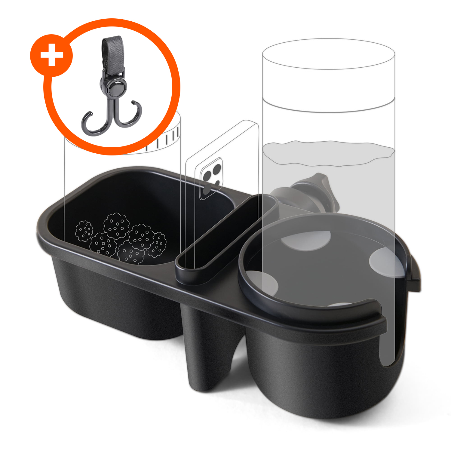 올거치 유모차컵홀더 2구 3in1 핸드폰 스낵트레이 텀블러 부가부 스토케 웨건 호환