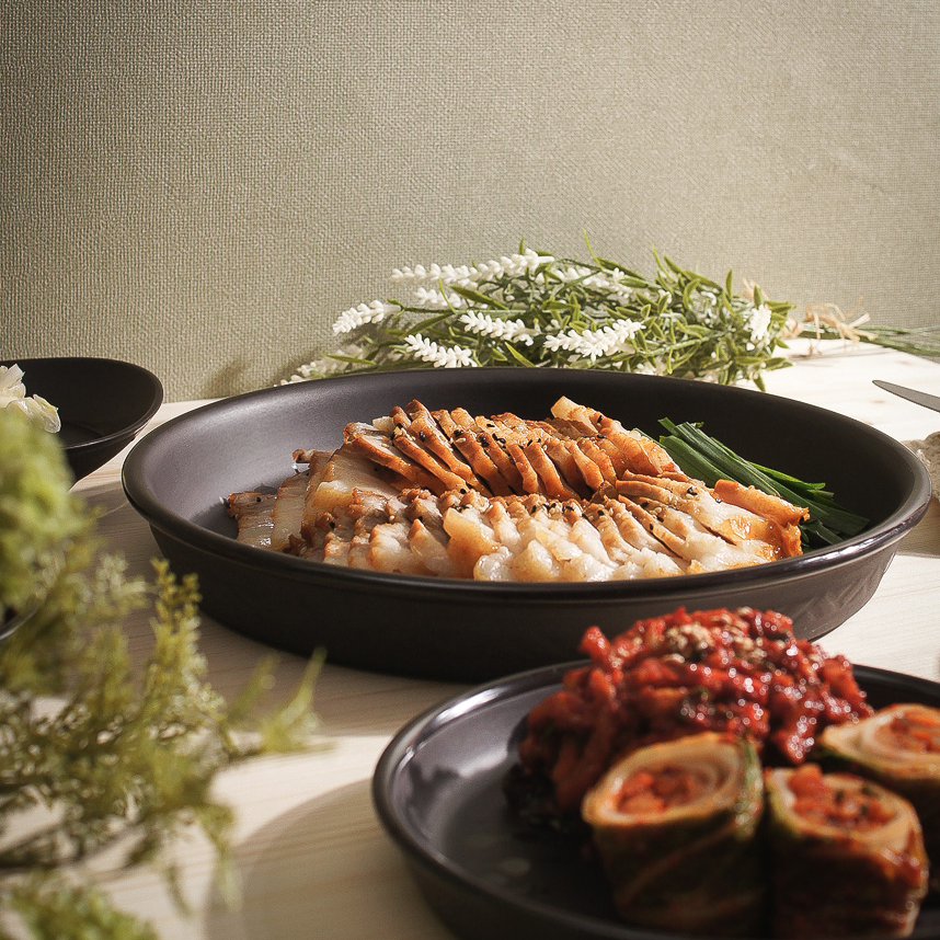 브라운 토기 멜라민 항아리 보쌈 수육 족발 접시10인치 - 상세 이미지 4