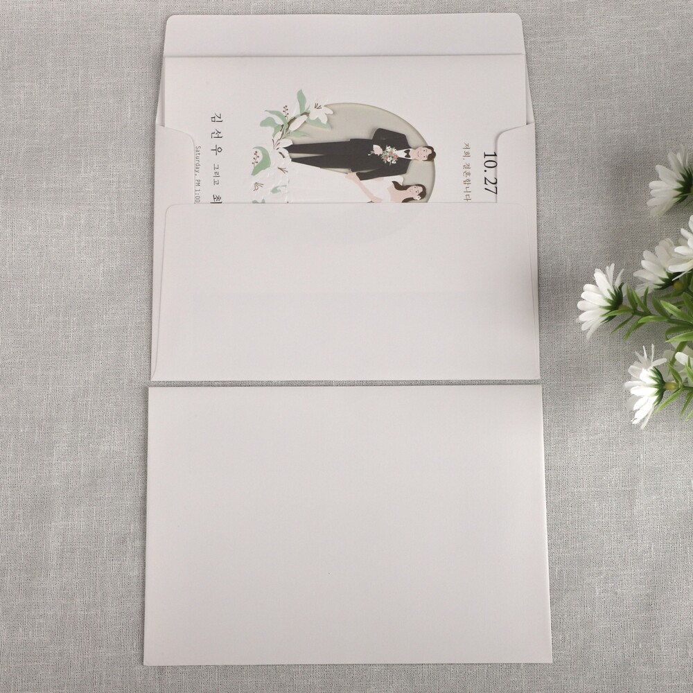 [자체 제작] 180x123mm 청첩장 초대장 웨딩 축하 엽서 감사 봉투 50p - 상세 이미지 2