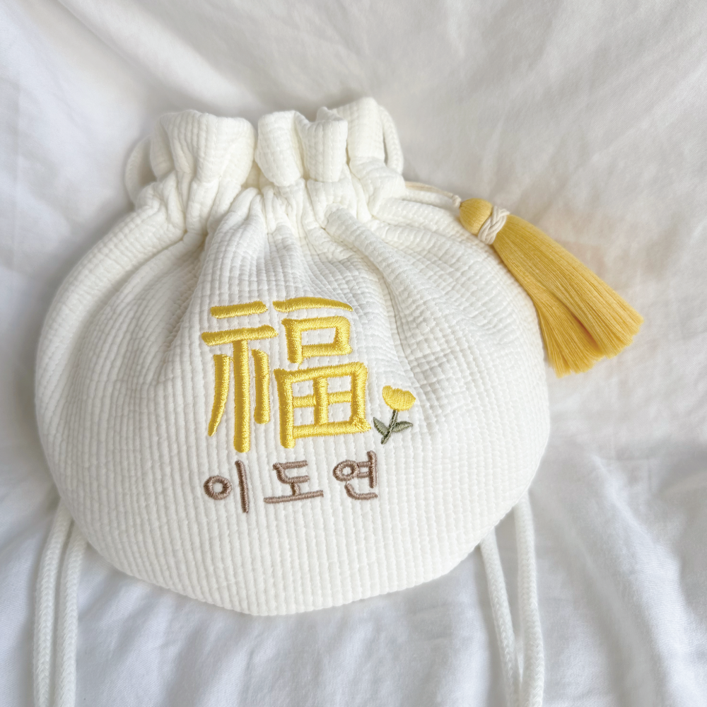 (태슬포함) NEW 자수 용돈가방 아기 복주머니 명절 설 추석 선물 세뱃돈 양면가능