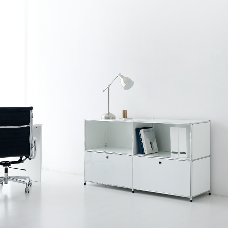 심플리 2x2 수납장 2문 BC017 1520mmx400mmx820mm, 2단, 퓨어화이트 8441.5247 - 상세 이미지 4