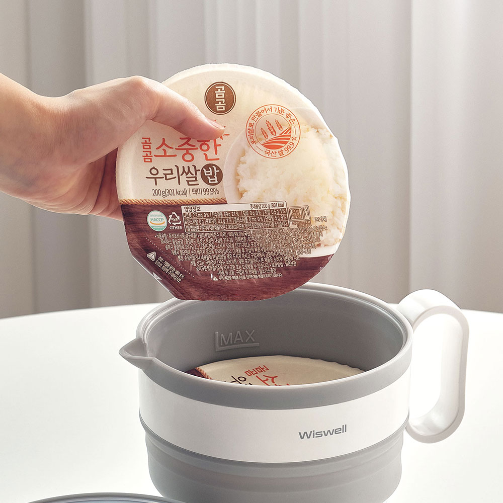위즈웰 더Plus 전기포트 프리볼트 접이식 폴딩 휴대용 여행용 전기 커피포트 분유 냄비 WK3626