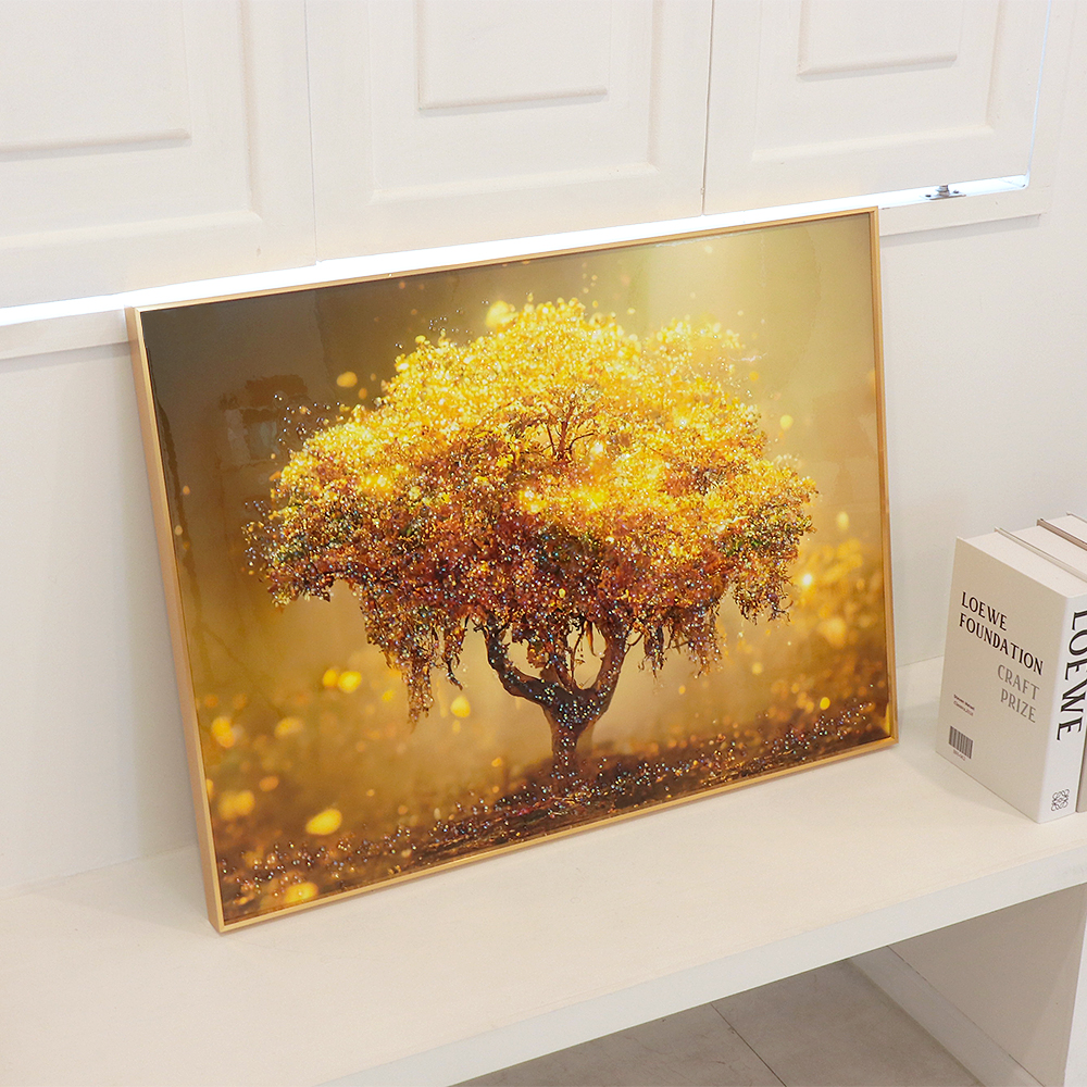크리스탈 큐빅 황금 돈나무 그림 액자 인테리어 사무실 거실 돈들어오는 개업액자 현관 벽 대