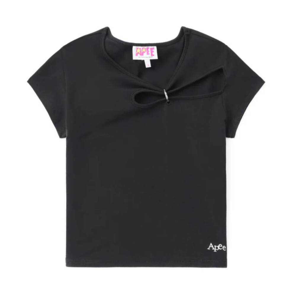 베이프 우먼즈 반팔티 CUT OUT TOP WITH HEART SHAPE BUCKLE CK20-209-008 - 메인 이미지