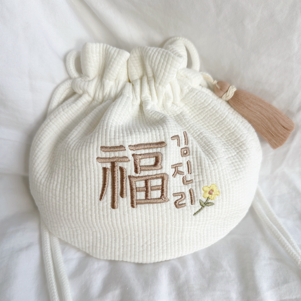 (태슬포함) NEW 자수 용돈가방 아기 복주머니 명절 설 추석 선물 세뱃돈 양면가능