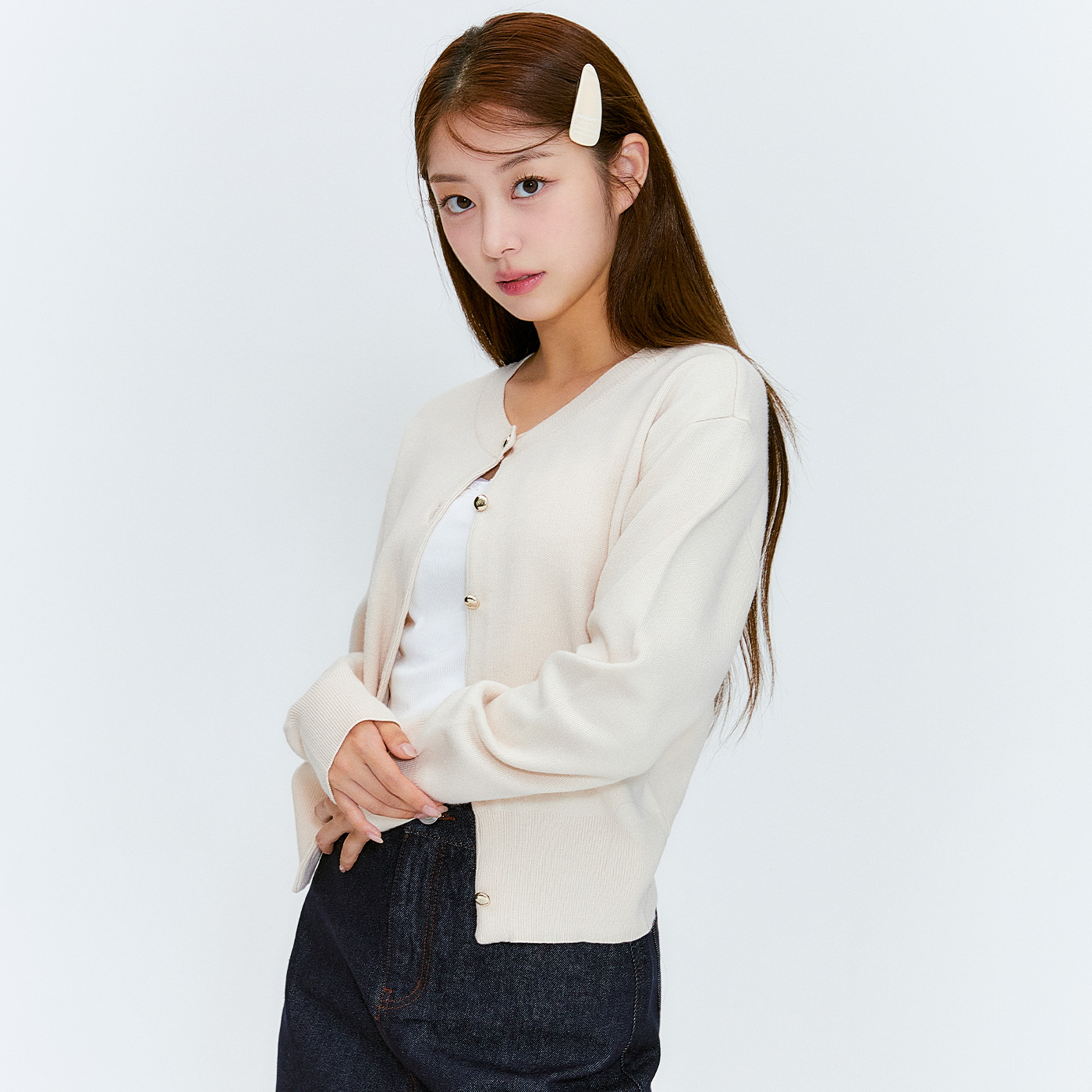 로엠 금장 단추 가디건 RMCKE49R98 - 상세 이미지 3