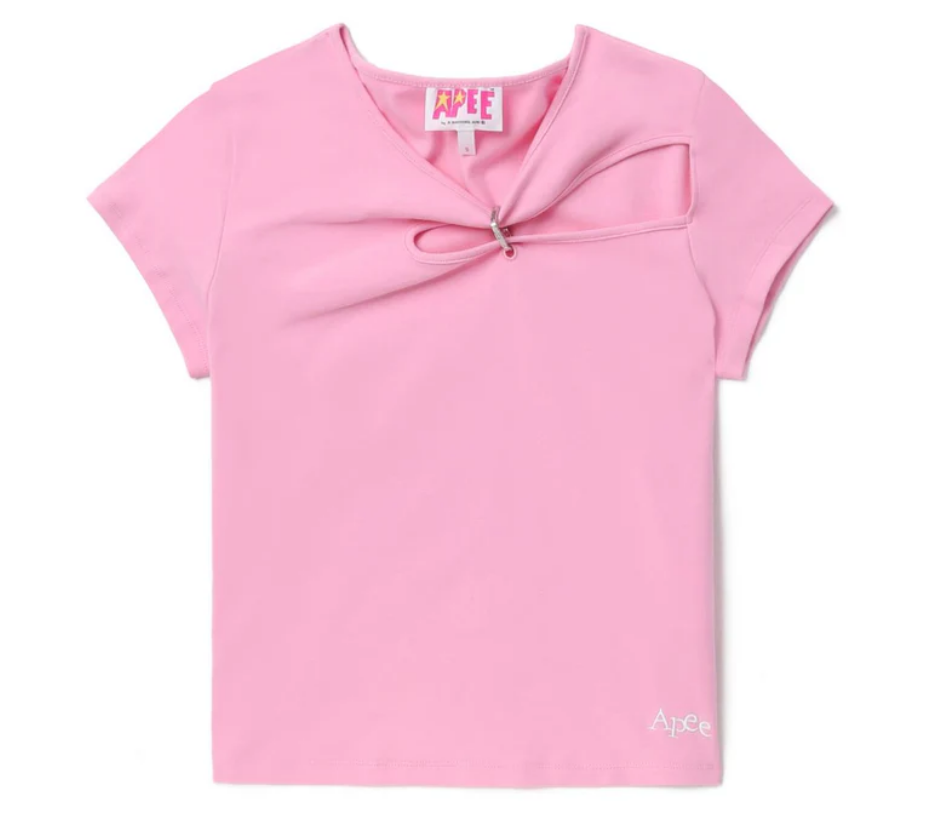 베이프 우먼즈 반팔티 CUT OUT TOP WITH HEART SHAPE BUCKLE CK20-209-008 - 상세 이미지 2
