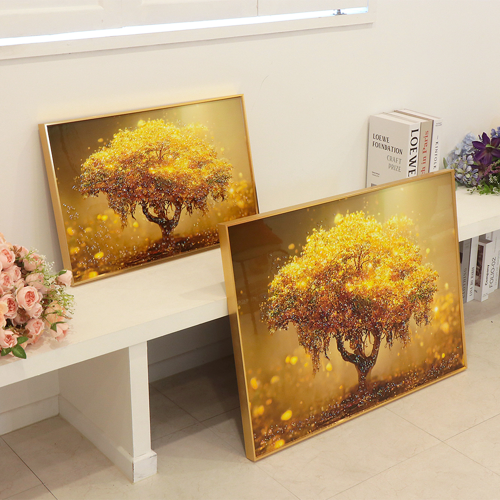 크리스탈 큐빅 황금 돈나무 그림 액자 인테리어 사무실 거실 돈들어오는 개업액자 현관 벽 대