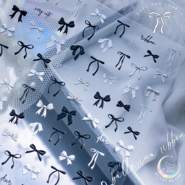 블랑블랑 발레리나 리본 스티커 (블랙, 화이트, 그레이) - 상세 이미지 2