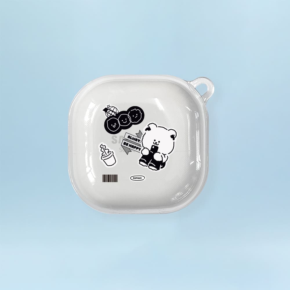 갤럭시 버즈라이브 케이스 버즈프로 FE 투명 네임텍 곰찌