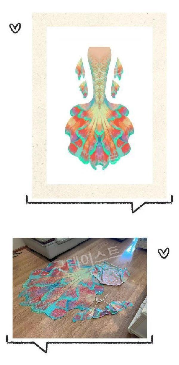 머메이드 아웃핏 인어공주 다이빙 슈트 아쿠아리움 수족관 공연복 Lycra 라이크라 원단 그라데이션 오렌지 그린 S 이미지 8