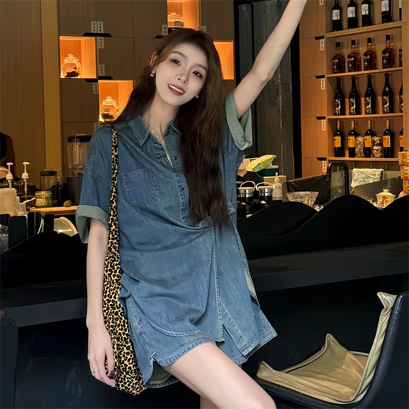 데님 원피스 널널한 핏 투피스 청세트 - 상세 이미지 4