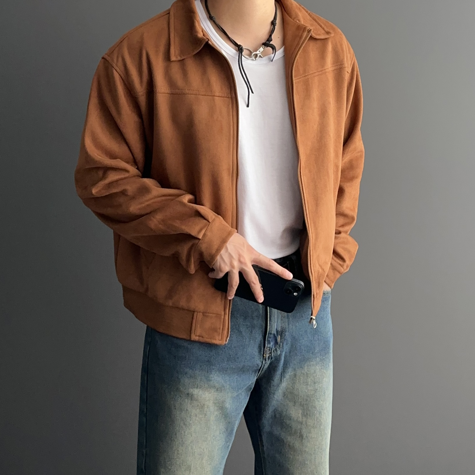 남자스웨이드자켓 남자크롭자켓 - 상세 이미지 2