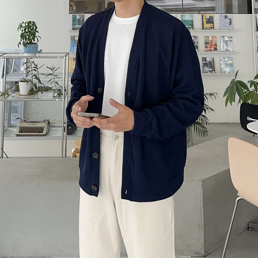 남자가디건 빅사이즈 오버핏 정장 골지 니트 가디건