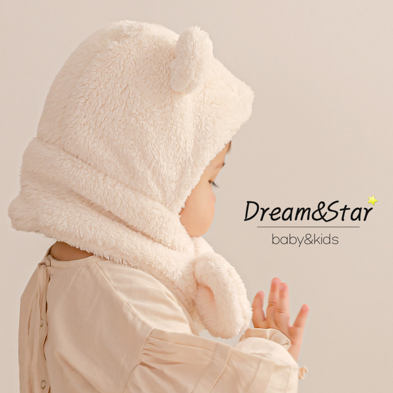 꿈과별 폴러베어 모자머플러 유아털모자 아기목도리 귀달이 겨울 방한모