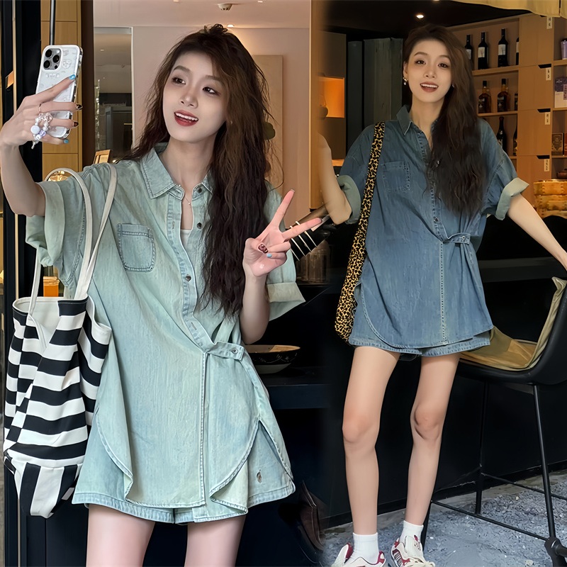 데님 원피스 널널한 핏 투피스 청세트 - 상세 이미지 2